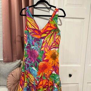 Lauren Ralph Lauren Orange Red Sleeveless V-Neck Sundress